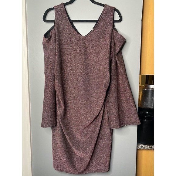 Pink Blush Maternity cold-shoulder lined evening dress bell sleeves large NEW‎ - Picture 2 of 4